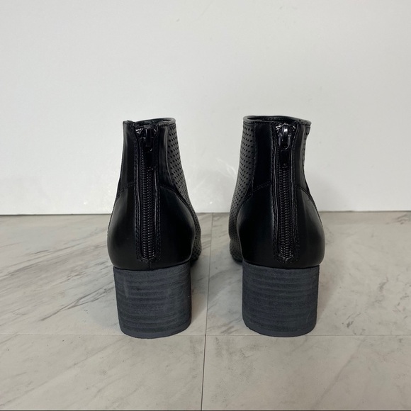 Kelsi Dagger Brooklyn Simone Peep Toe Black Perforated Leather Bootie 6 - Picture 3 of 12